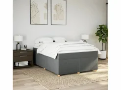 Clicnbuy Cama box spring con colchón tela oscuro 160x200 cm Gris Sale