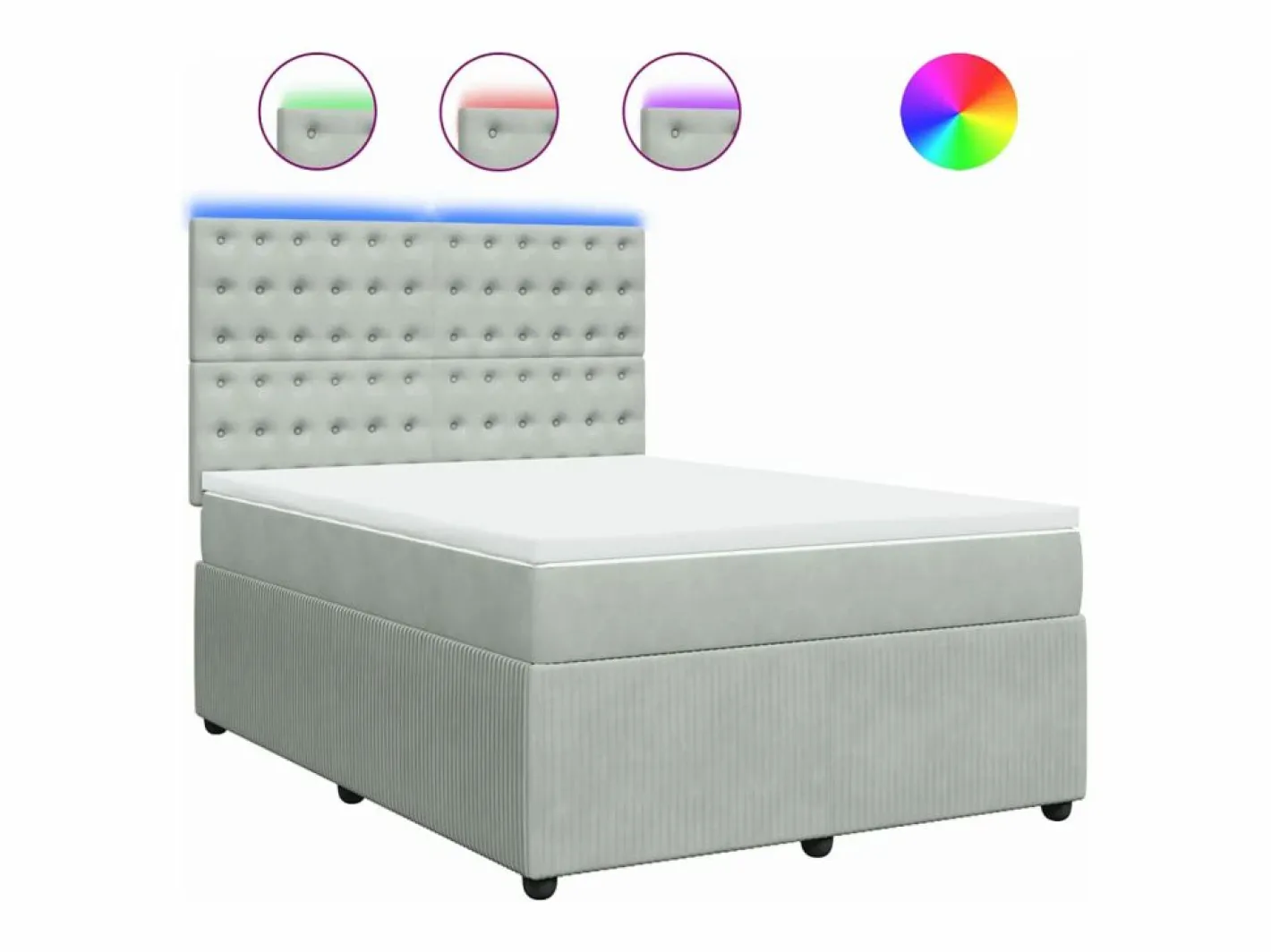Clicnbuy Cama box spring con colchón terciopelo claro 140x190 cm Gris Sale