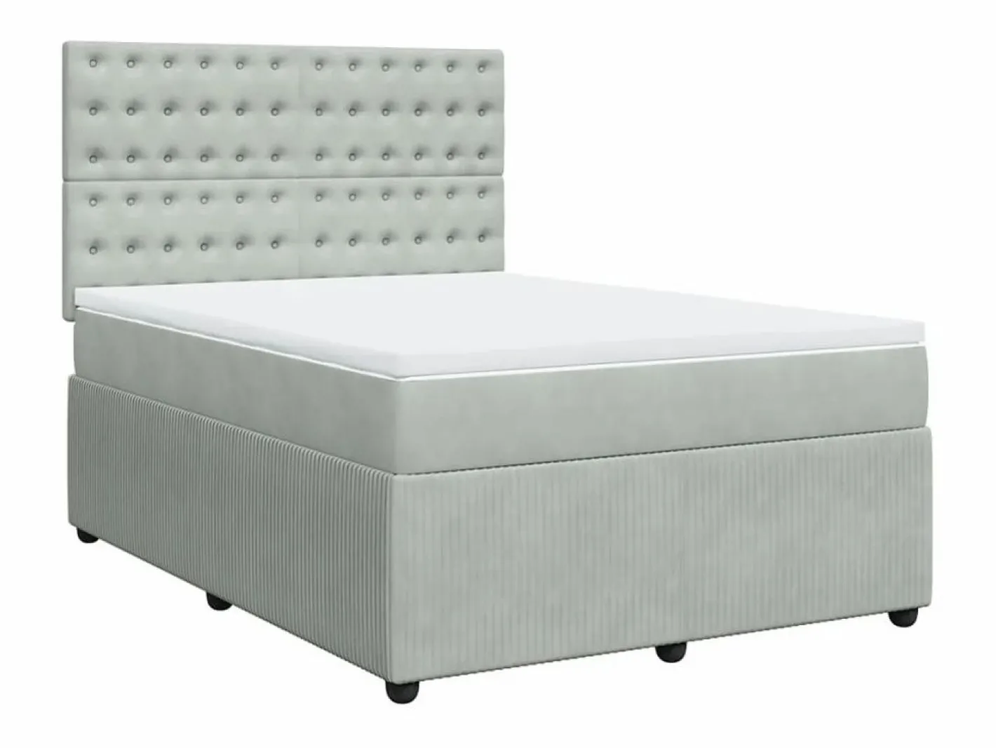 Clicnbuy Cama box spring con colchón terciopelo claro 140x190 cm Gris Sale