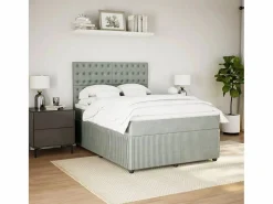 Clicnbuy Cama box spring con colchón terciopelo claro 140x190 cm Gris Sale