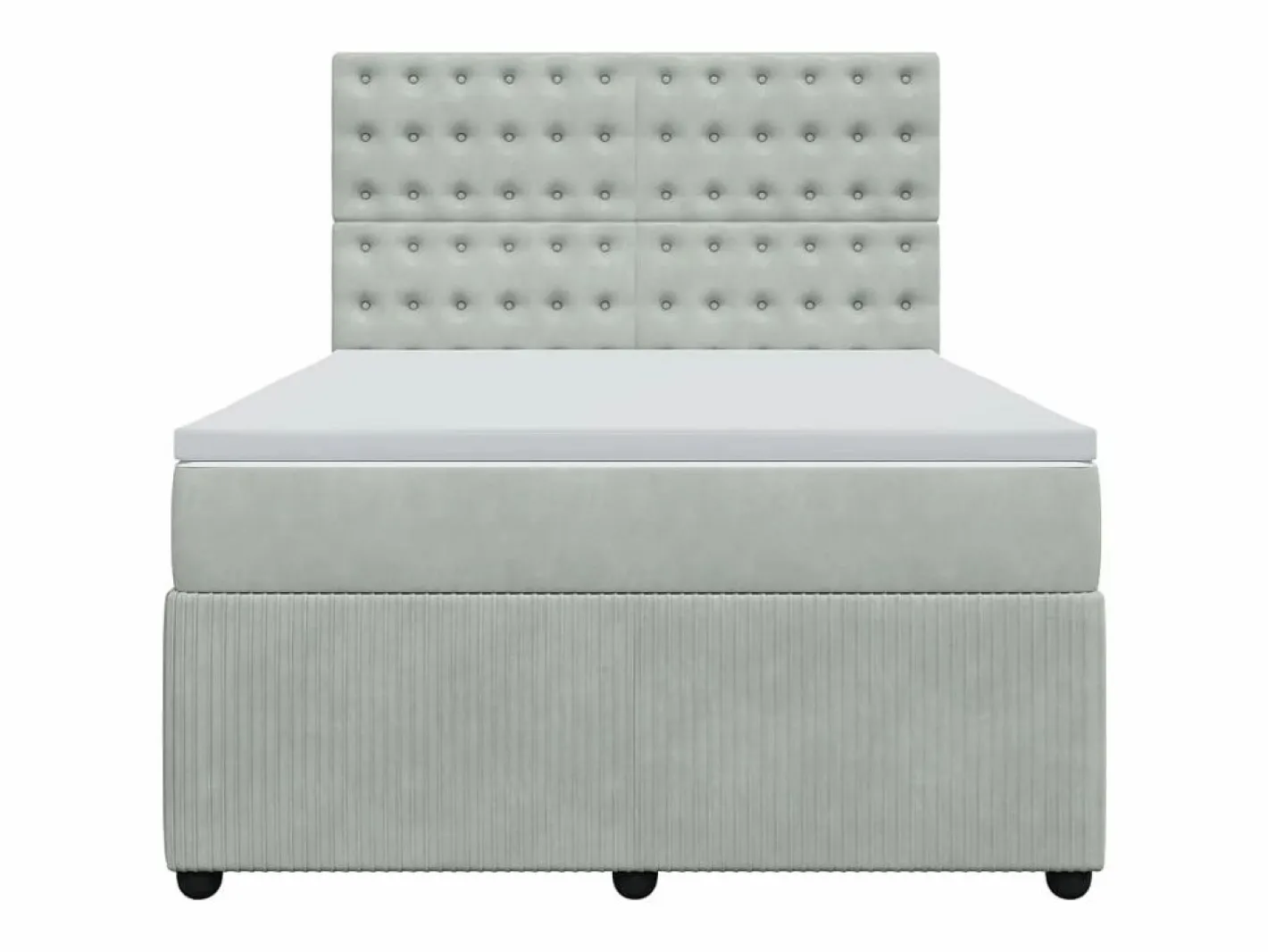 Clicnbuy Cama box spring con colchón terciopelo claro 140x190 cm Gris Sale