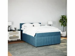 Cama box spring con colchón terciopelo 140x200 cm^Clicnbuy Online