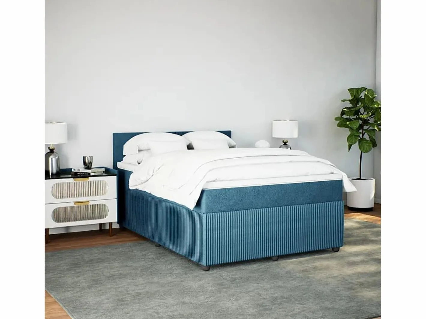Cama box spring con colchón terciopelo 140x200 cm^Clicnbuy Online
