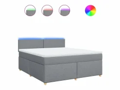 Cama box spring con colchón tela claro 180x200 cm^Clicnbuy New