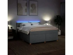 Cama box spring con colchón tela claro 180x200 cm^Clicnbuy New