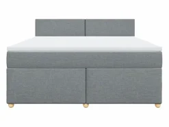 Cama box spring con colchón tela claro 180x200 cm^Clicnbuy New
