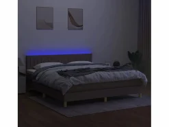 Clicnbuy Somier - 180X200Cm|Cama box spring con colchón LED tela gris taupe 180x200 cm