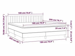 Clicnbuy Somier - 180X200Cm|Cama box spring con colchón LED tela gris taupe 180x200 cm