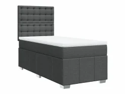 Clicnbuy Cama box spring con colchón tela oscuro 90x190 cm Gris