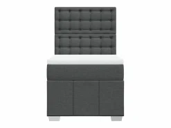 Clicnbuy Cama box spring con colchón tela oscuro 90x190 cm Gris