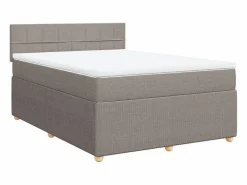 Cama box spring con colchón tela gris taupe 140x200 cm^Clicnbuy Clearance