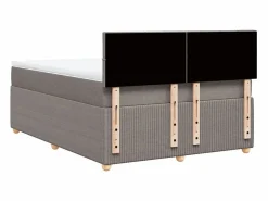 Cama box spring con colchón tela gris taupe 140x200 cm^Clicnbuy Clearance