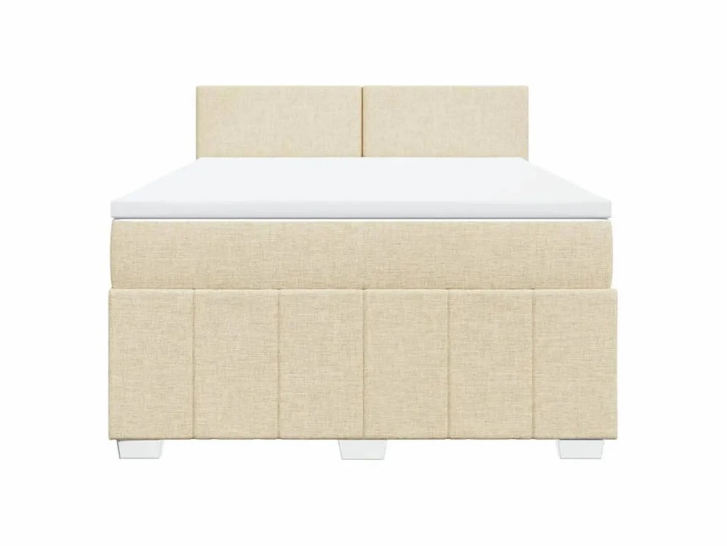 Clicnbuy Cama box spring con colchón tela color 160x200 cm Crema