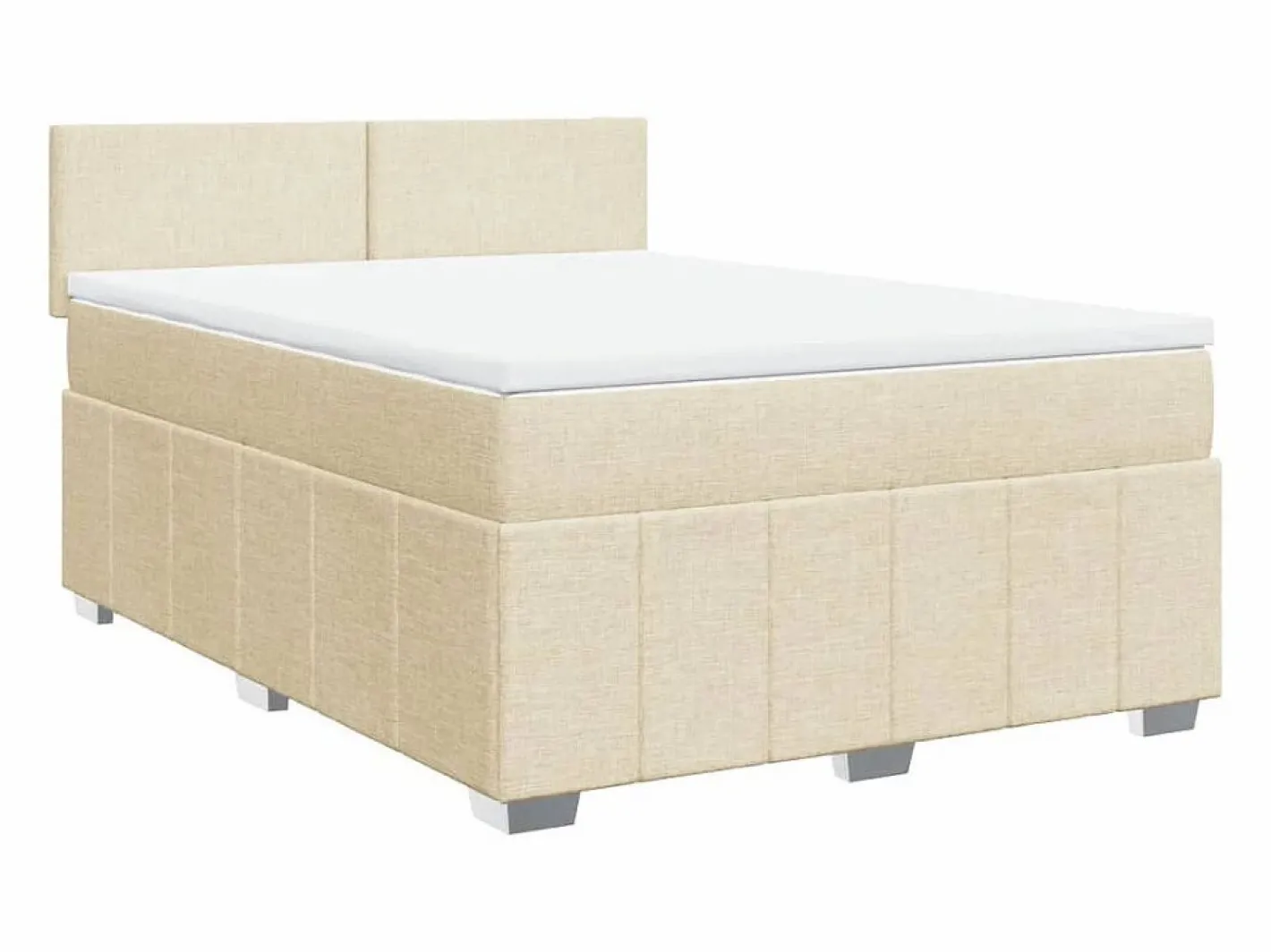 Clicnbuy Cama box spring con colchón tela color 160x200 cm Crema