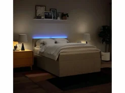 Clicnbuy Cama box spring con colchón tela color 160x200 cm Crema