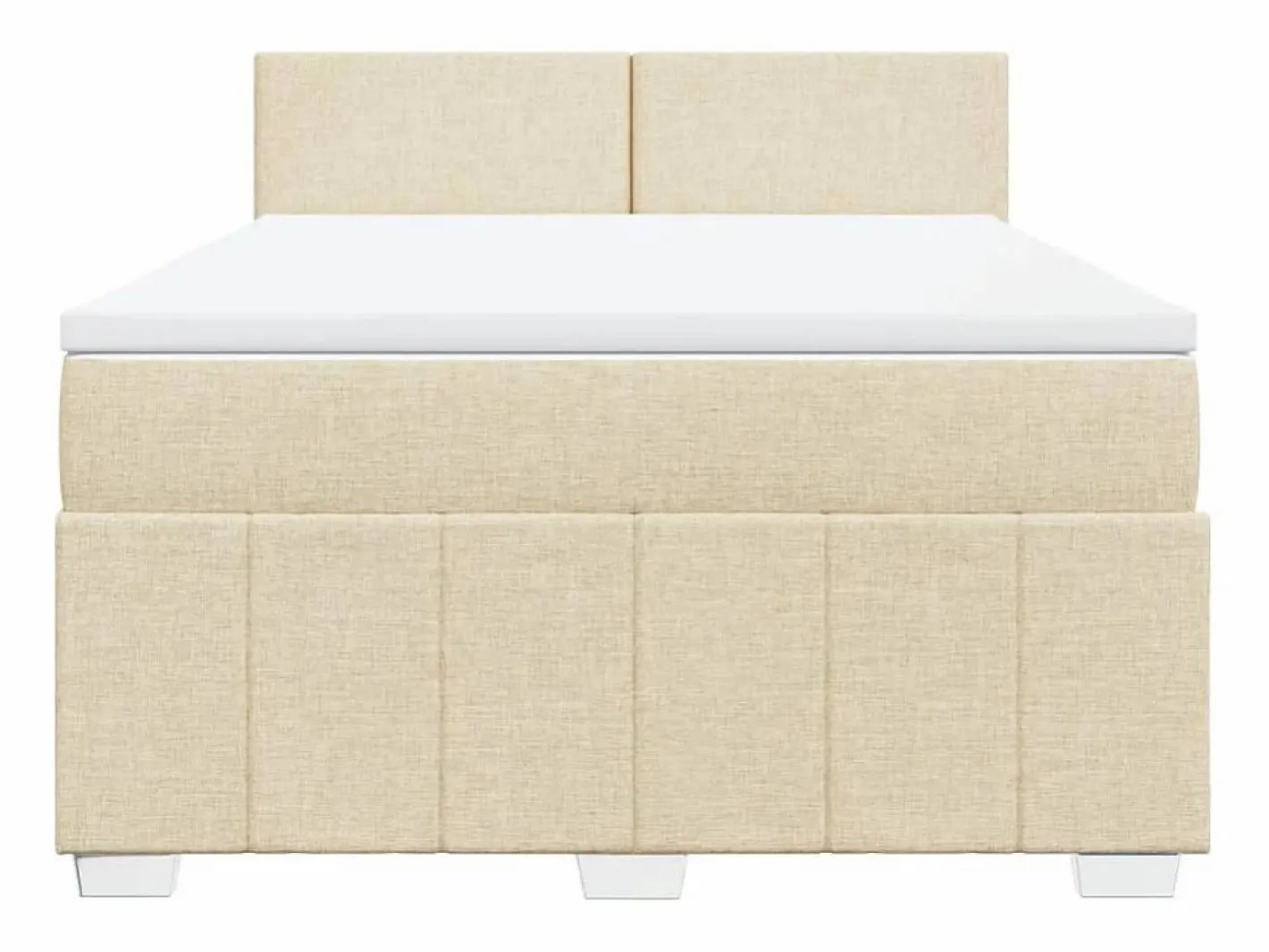 Clicnbuy Cama box spring con colchón tela color 160x200 cm Crema