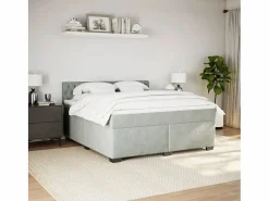 Clicnbuy Somier - 180X200Cm|Cama box spring con colchón terciopelo claro 180x200 cm