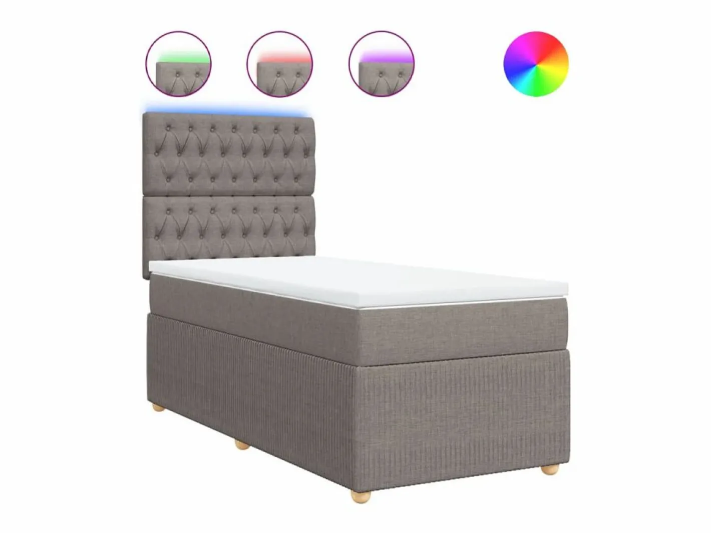 Cama box spring con colchón tela gris taupe 90x190 cm^Clicnbuy
