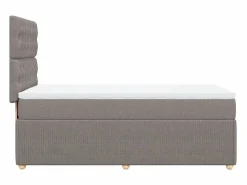 Cama box spring con colchón tela gris taupe 90x190 cm^Clicnbuy