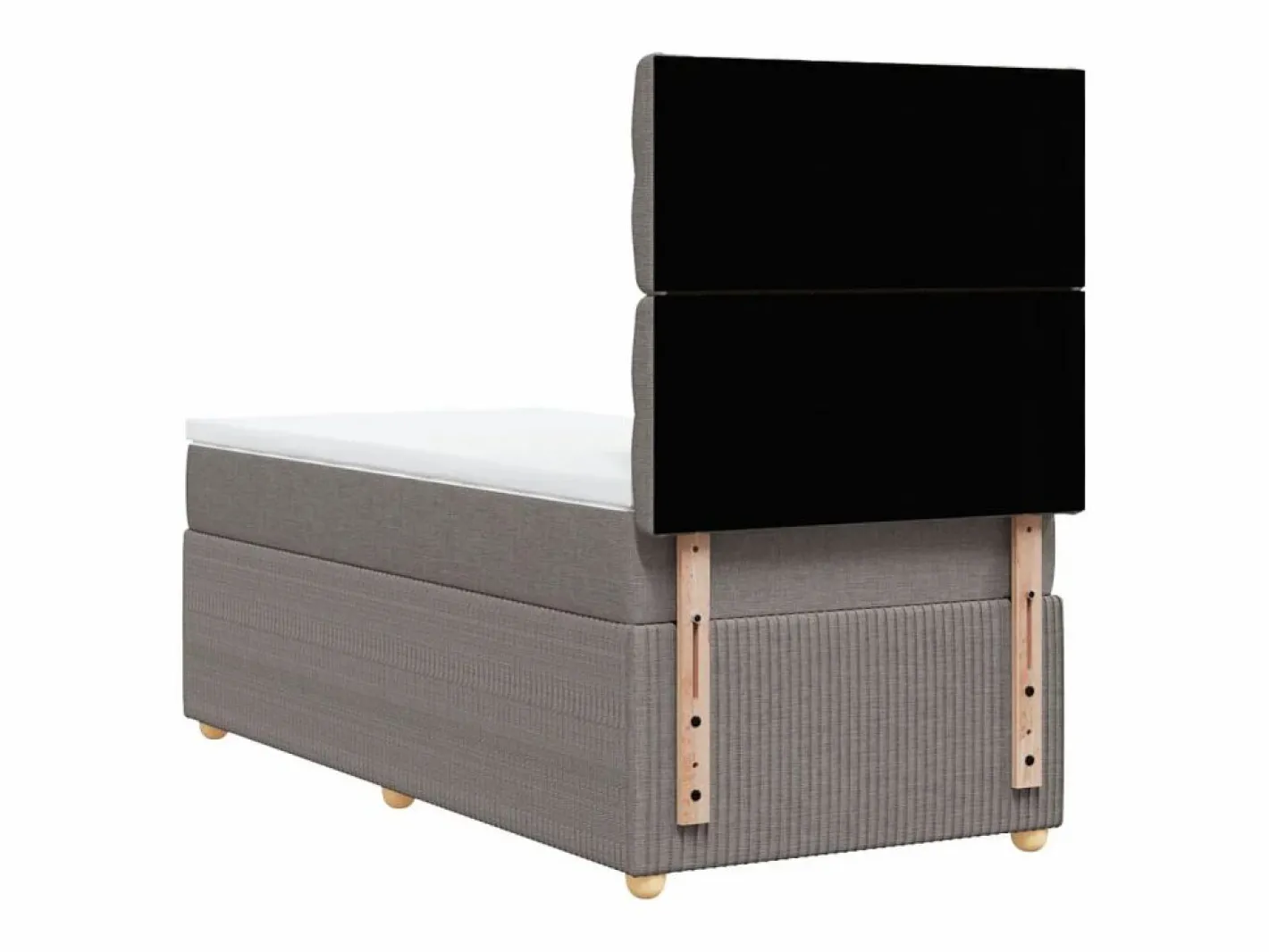 Cama box spring con colchón tela gris taupe 90x190 cm^Clicnbuy
