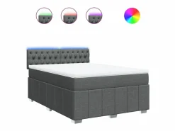 Clicnbuy Somier - 160X200Cm|Cama box spring con colchón tela oscuro 160x200 cm