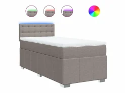 Cama box spring con colchón tela gris taupe 90x190 cm^Clicnbuy Outlet