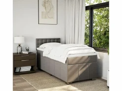 Cama box spring con colchón tela gris taupe 90x190 cm^Clicnbuy Outlet