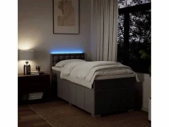 Cama box spring con colchón tela gris taupe 90x190 cm^Clicnbuy Outlet