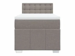Cama box spring con colchón tela gris taupe 90x190 cm^Clicnbuy Outlet