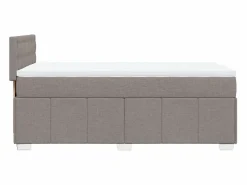 Cama box spring con colchón tela gris taupe 90x190 cm^Clicnbuy Outlet