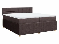 Clicnbuy Cama box spring con colchón tela marrón oscuro 200x200 cm Marru00f3n New