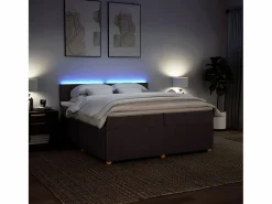 Clicnbuy Cama box spring con colchón tela marrón oscuro 200x200 cm Marru00f3n New