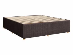 Clicnbuy Cama box spring con colchón tela marrón oscuro 200x200 cm Marru00f3n New