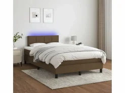 Clicnbuy Cama box spring con colchón y LED tela marrón oscuro 120x190 cm Sale
