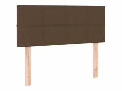 Clicnbuy Cama box spring con colchón y LED tela marrón oscuro 120x190 cm Sale