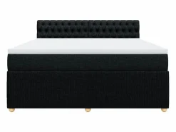 Clicnbuy Cama box spring con colchón tela 180x200 cm Negro Best