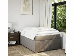 Clicnbuy Base De Cama De Láminas|Cama box spring con colchón tela gris taupe 120x190 cm