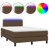 Cama box spring con colchón y LED tela marrón oscuro 120x190 cm^Clicnbuy New