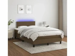 Cama box spring con colchón y LED tela marrón oscuro 120x190 cm^Clicnbuy New