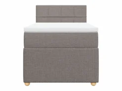 Clicnbuy Cama box spring con colchón tela gris taupe 90x190 cm Topo