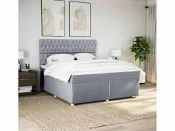 Clicnbuy Base De Cama De Láminas|Somier - 180X200Cm|Cama box spring con colchón tela claro 180x200 cm