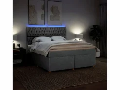 Clicnbuy Base De Cama De Láminas|Somier - 180X200Cm|Cama box spring con colchón tela claro 180x200 cm