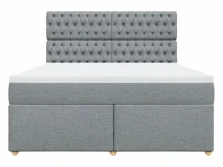 Clicnbuy Base De Cama De Láminas|Somier - 180X200Cm|Cama box spring con colchón tela claro 180x200 cm