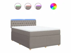 Cama box spring con colchón tela gris taupe 140x200 cm^Clicnbuy Sale