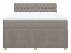 Cama box spring con colchón tela gris taupe 140x200 cm^Clicnbuy Sale