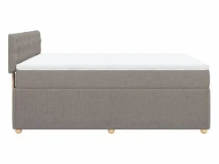 Cama box spring con colchón tela gris taupe 140x200 cm^Clicnbuy Sale
