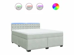 Clicnbuy Cama box spring con colchón terciopelo claro 180x200 cm Gris New