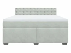 Clicnbuy Cama box spring con colchón terciopelo claro 180x200 cm Gris New