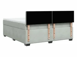 Clicnbuy Cama box spring con colchón terciopelo claro 180x200 cm Gris New