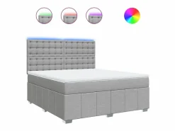 Clicnbuy Cama box spring con colchón tela claro 180x200 cm Gris Discount